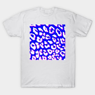 White Leopard Print Blue Pink T-Shirt